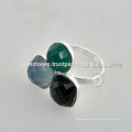 Atacado 925 Sterling Silver Multi Gemstone Bezel Rings, Handmade Silver Bezel Jóias Fabricante